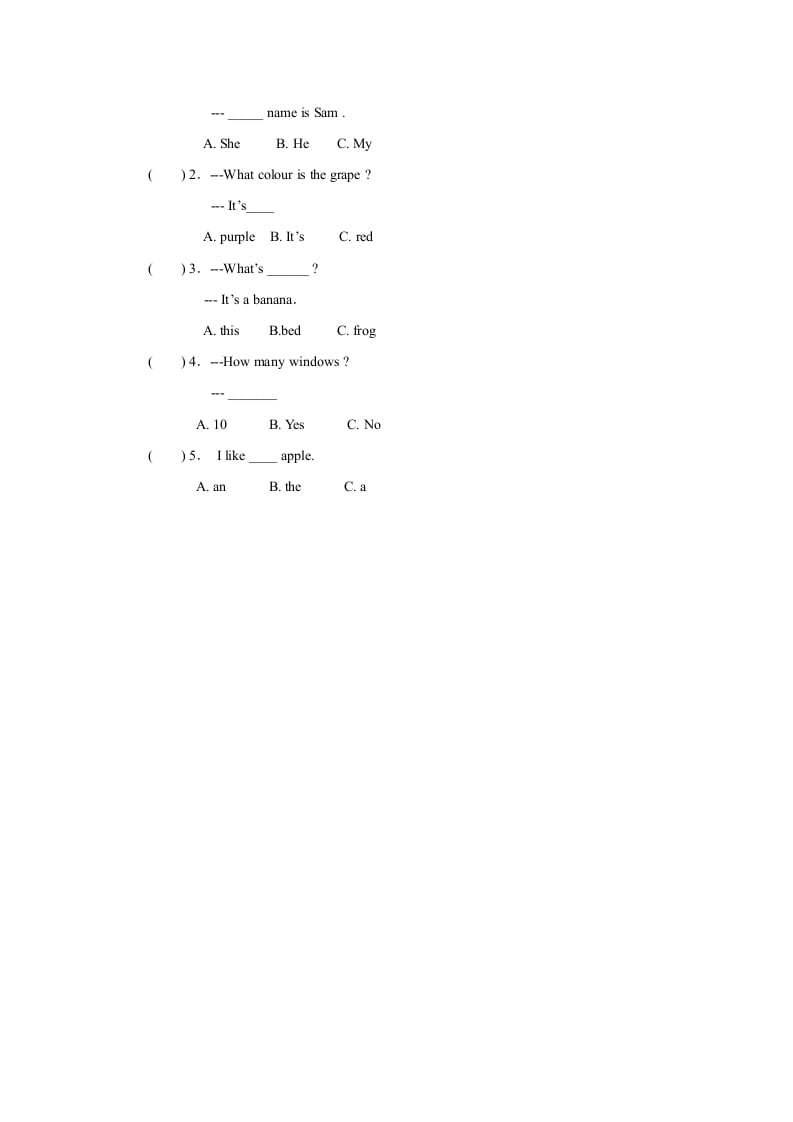 图片[2]-一年级英语上册Unit6习题(6)（人教一起点）-学习资料站