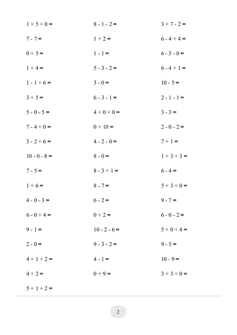 图片[2]-一年级数学上册（10以内的加减法–连加连减）2000题（人教版）-学习资料站