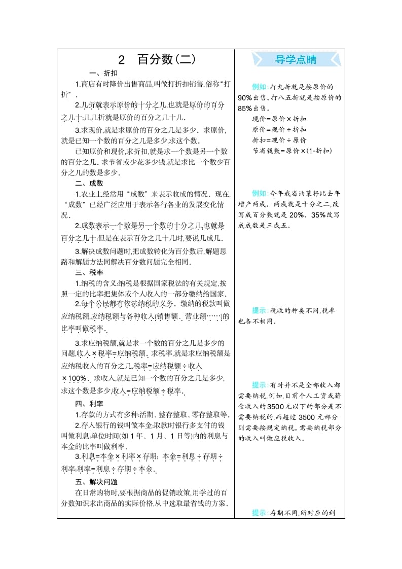 六年级数学下册2百分数（二）-学习资料站