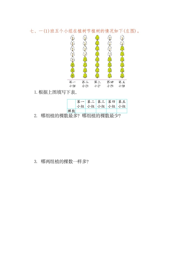 图片[3]-一年级数学下册第三单元检测卷（1）（人教版）-学习资料站