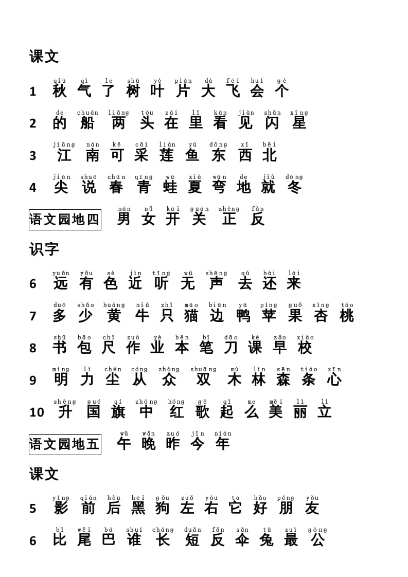 图片[2]-一年级语文上册识字表（部编版）-学习资料站