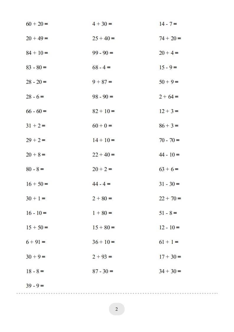 图片[2]-一年级数学上册100以内的加减法（一）4000题1（人教版）-学习资料站