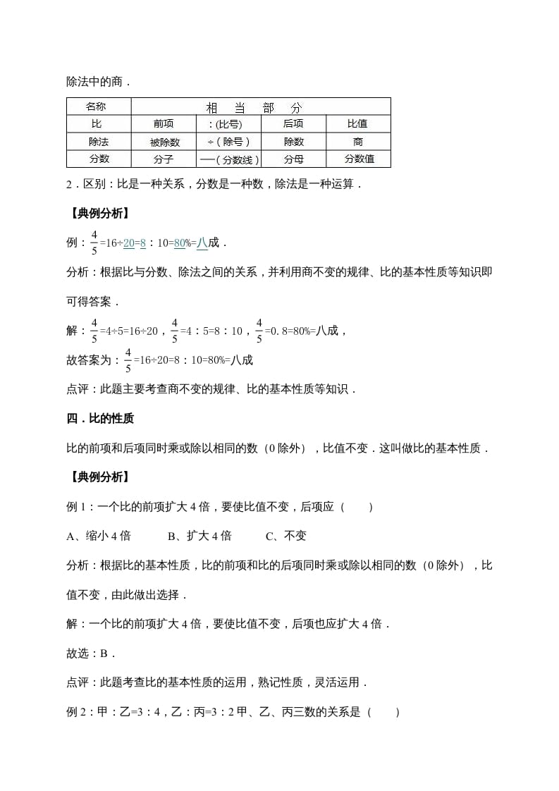 图片[3]-六年级数学上册6.比的认识（含详解）（北师大版）-学习资料站