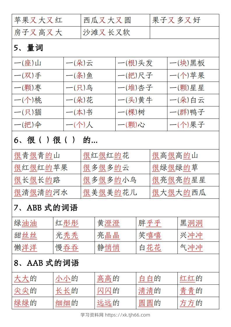 图片[2]-【期末重点考点总结词语积累汇总】一上语文-学习资料站