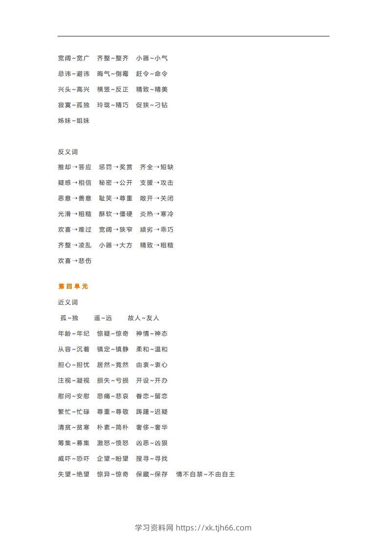 图片[2]-五年级语文下册近义词反义词汇总（部编版）-学习资料站