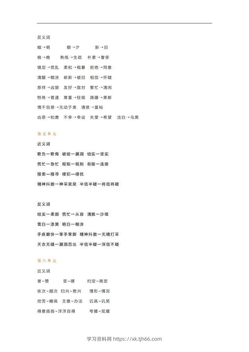 图片[3]-五年级语文下册近义词反义词汇总（部编版）-学习资料站