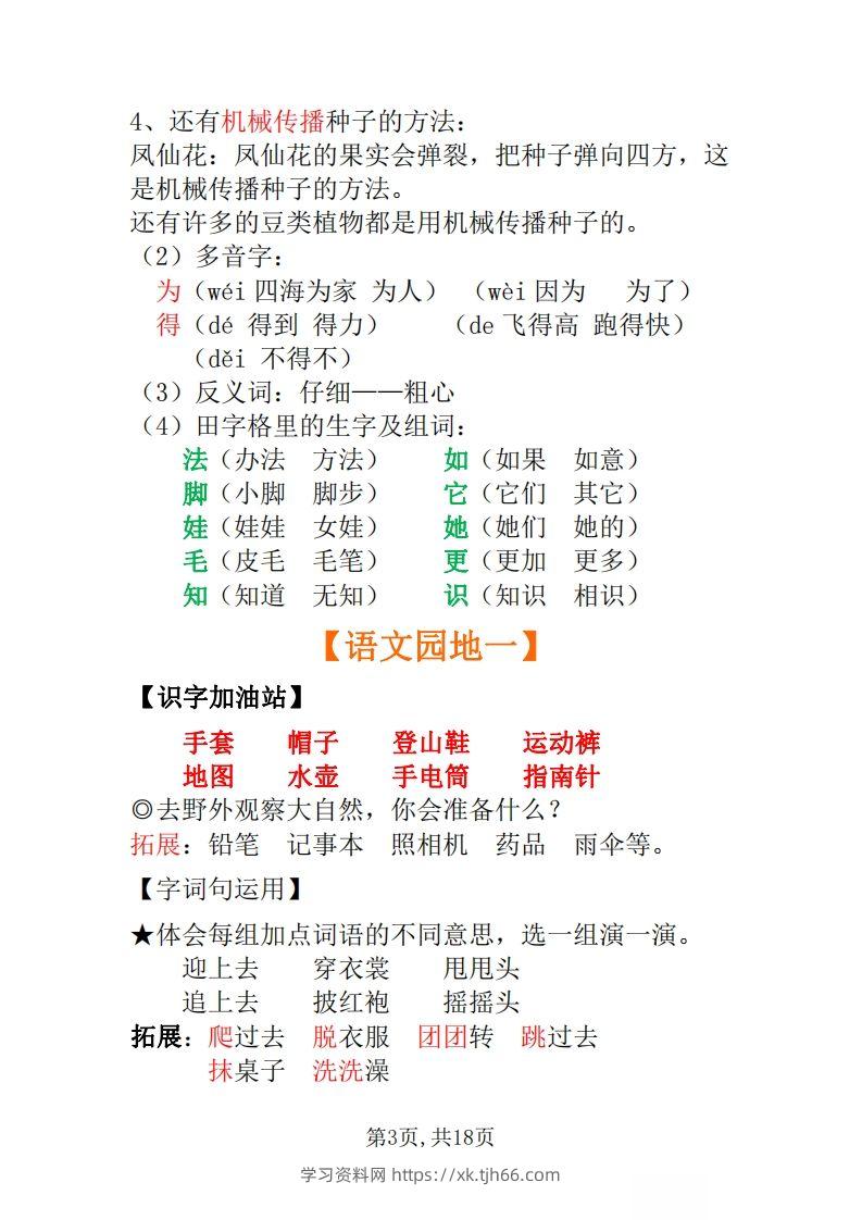 图片[3]-二年级上册语文全册每课重点知识点-学习资料站