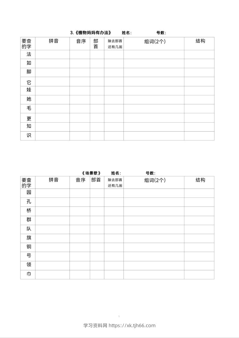 图片[2]-二年级上册语文查字典专项练习-学习资料站