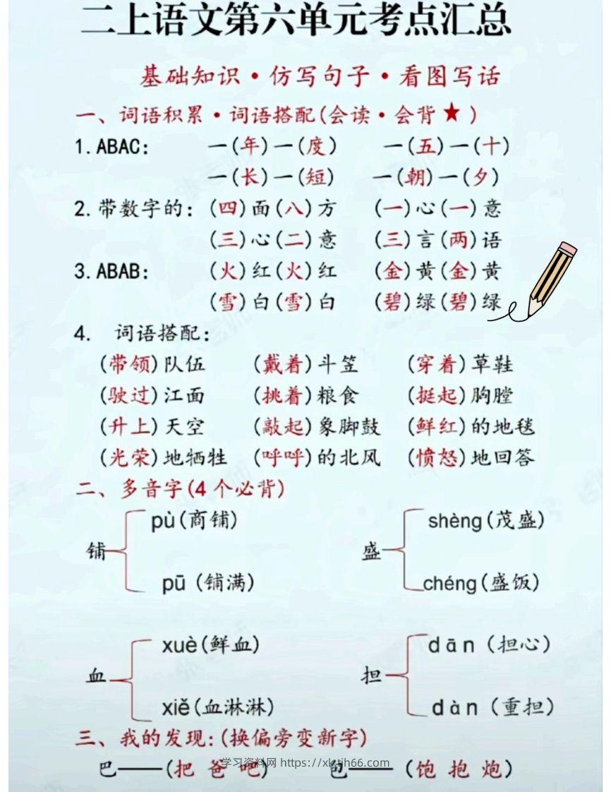 二上语文第六单元考点汇总-学习资料站