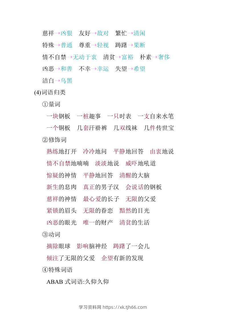 图片[3]-五年级语文下册第四单元知识小结（部编版）-学习资料站