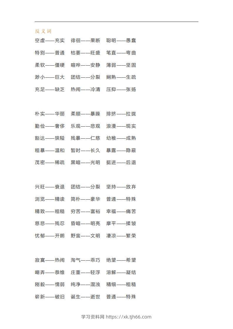 图片[3]-六年级语文下册近义词反义词汇总（部编版）-学习资料站