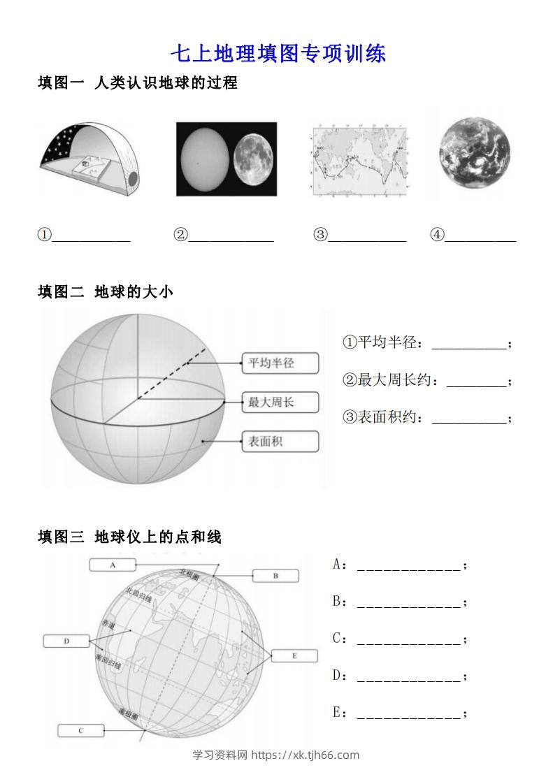 人教版七年级上册地理填图专项训练-学习资料站