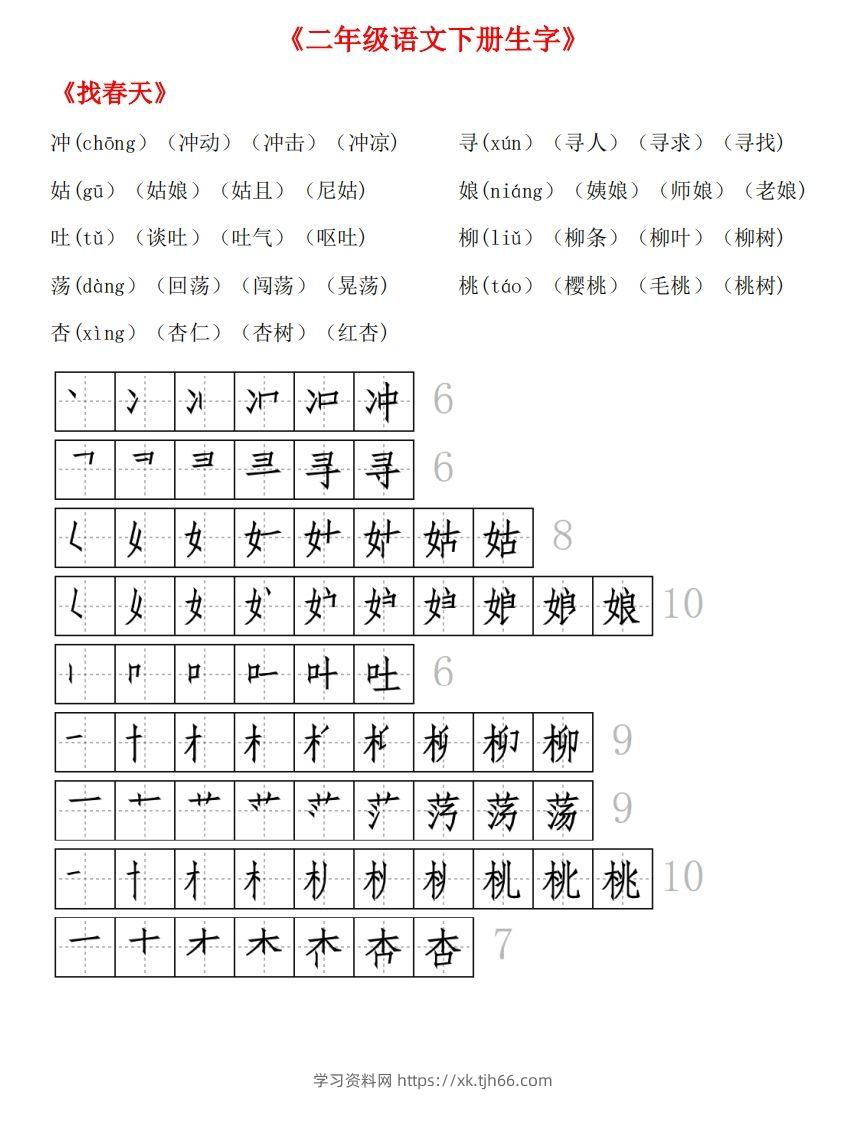 图片[2]-生字拼音组词笔顺-学习资料站