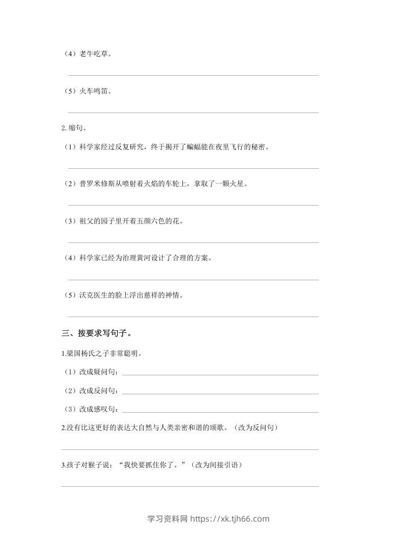 图片[3]-五年级语文下册句子专项练习（部编版）-学习资料站