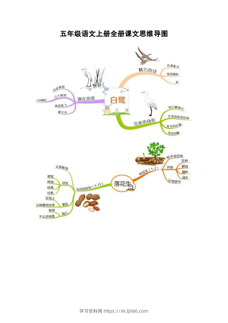 五上语文全册课文思维导图-学习资料站