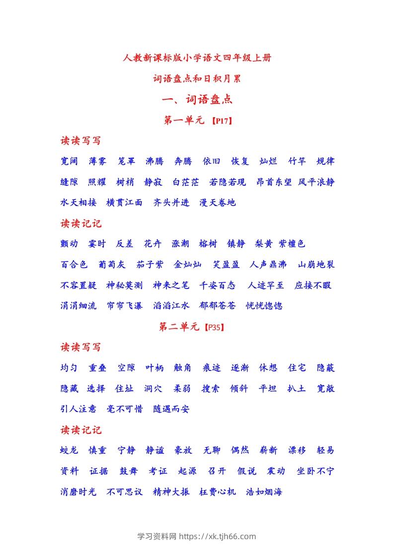 四年级语文上日积月累-学习资料站
