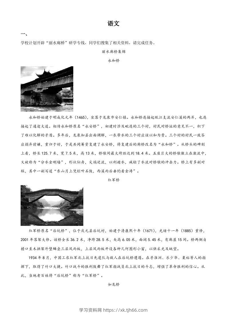 2023年浙江省丽水市中考语文真题（含答案）-学习资料站