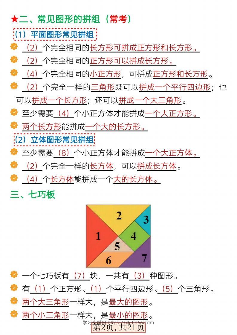 图片[2]-2015一年级数学下册全册考点知识汇总21页-学习资料站