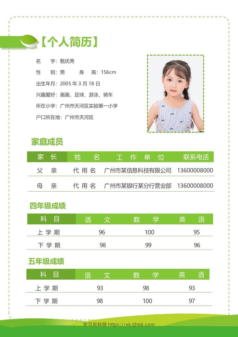 图片[2]-精选-小升初简历32-学习资料站