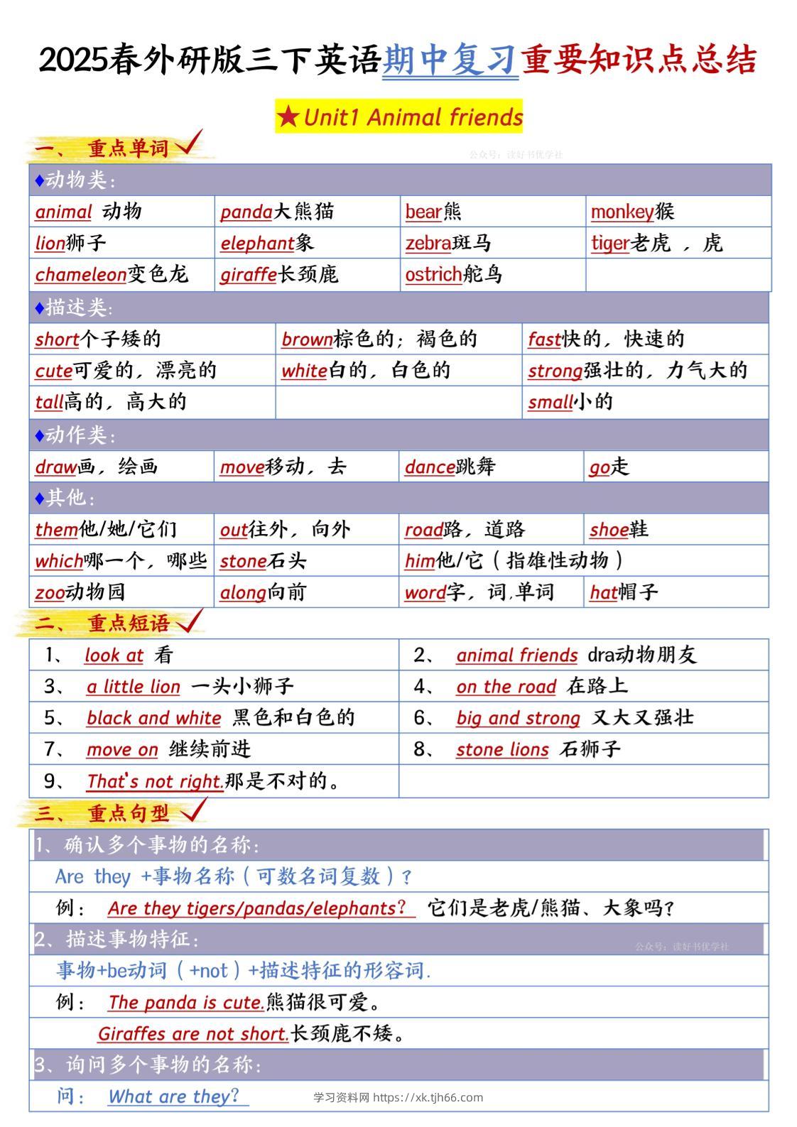 三下英语外研期中知识清单1-学习资料站