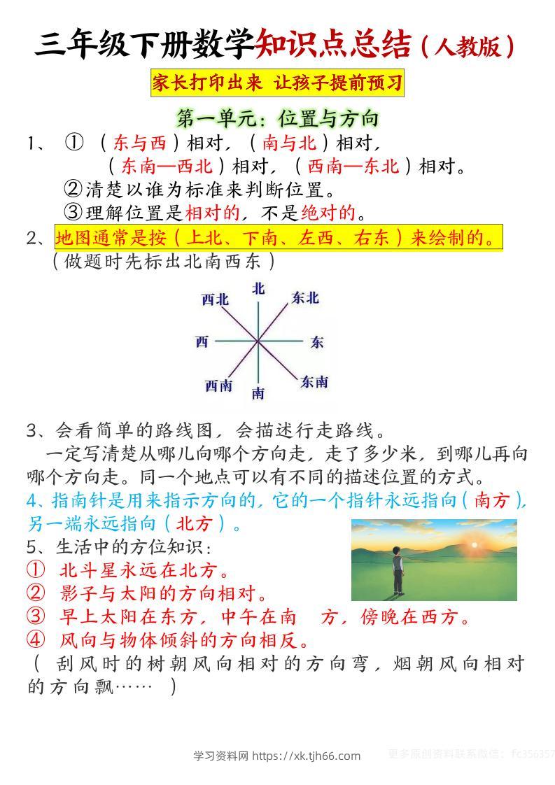 【重点知识点归纳】三下数学人教版-学习资料站